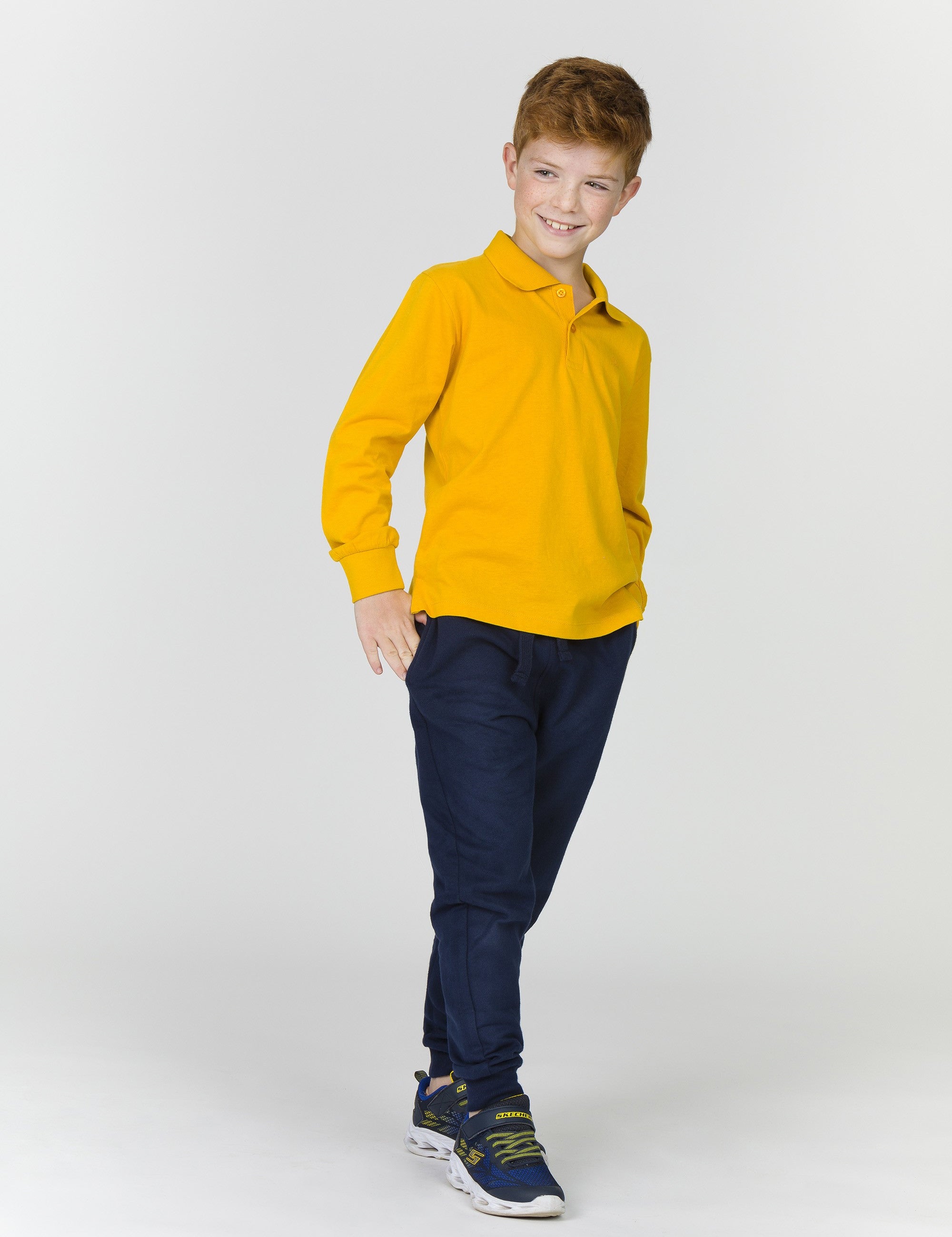 Polo de NIÑO amarillo básico manga larga Charanga