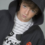 Sudadera abierta de niño color antracita con dibujo de calabaza Charanga