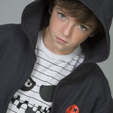 Sudadera abierta de niño color antracita con dibujo de calabaza Charanga