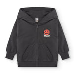 Sudadera abierta de niño color antracita con dibujo de calabaza Charanga
