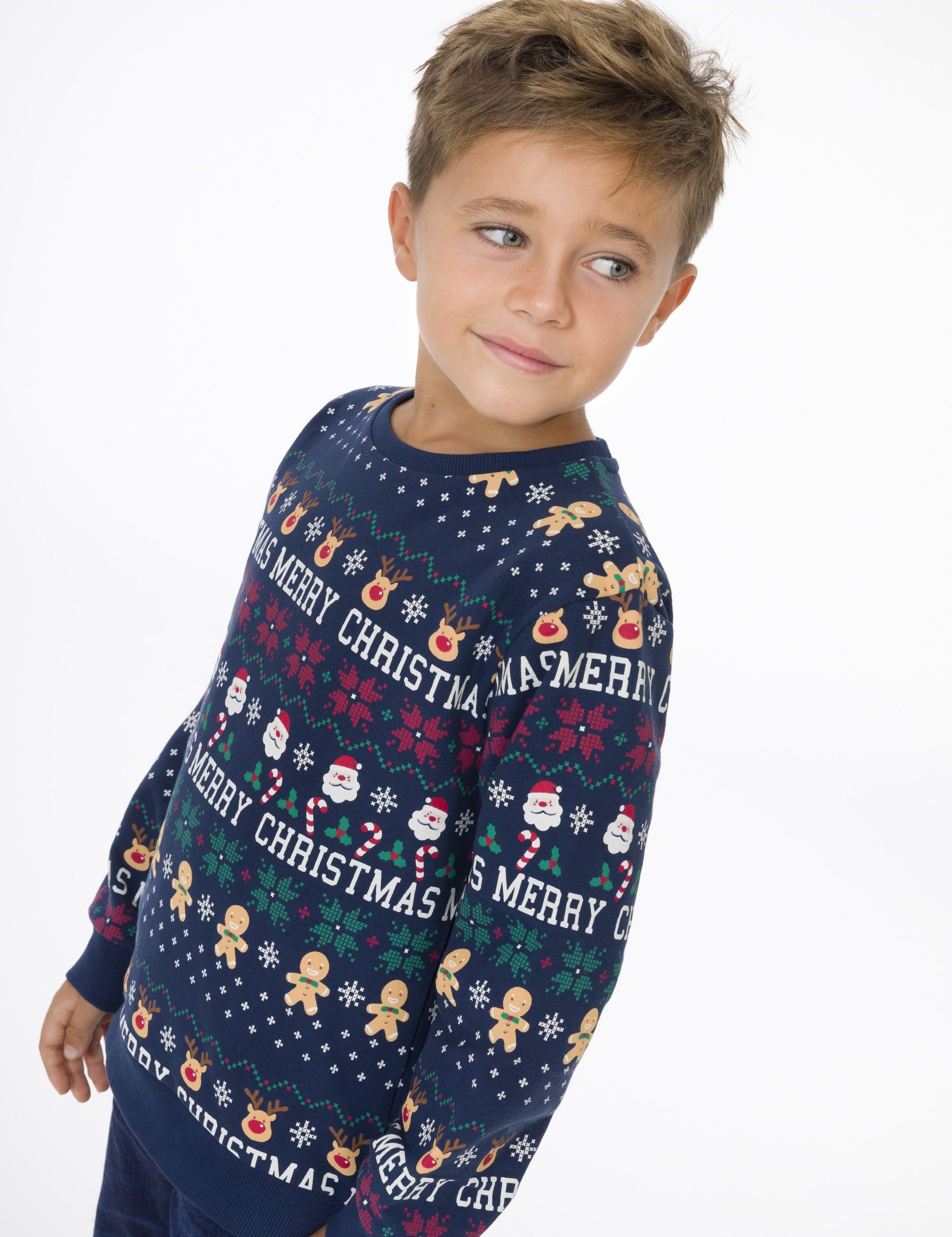 Sudadera cerrada de niño estampado navideño Charanga