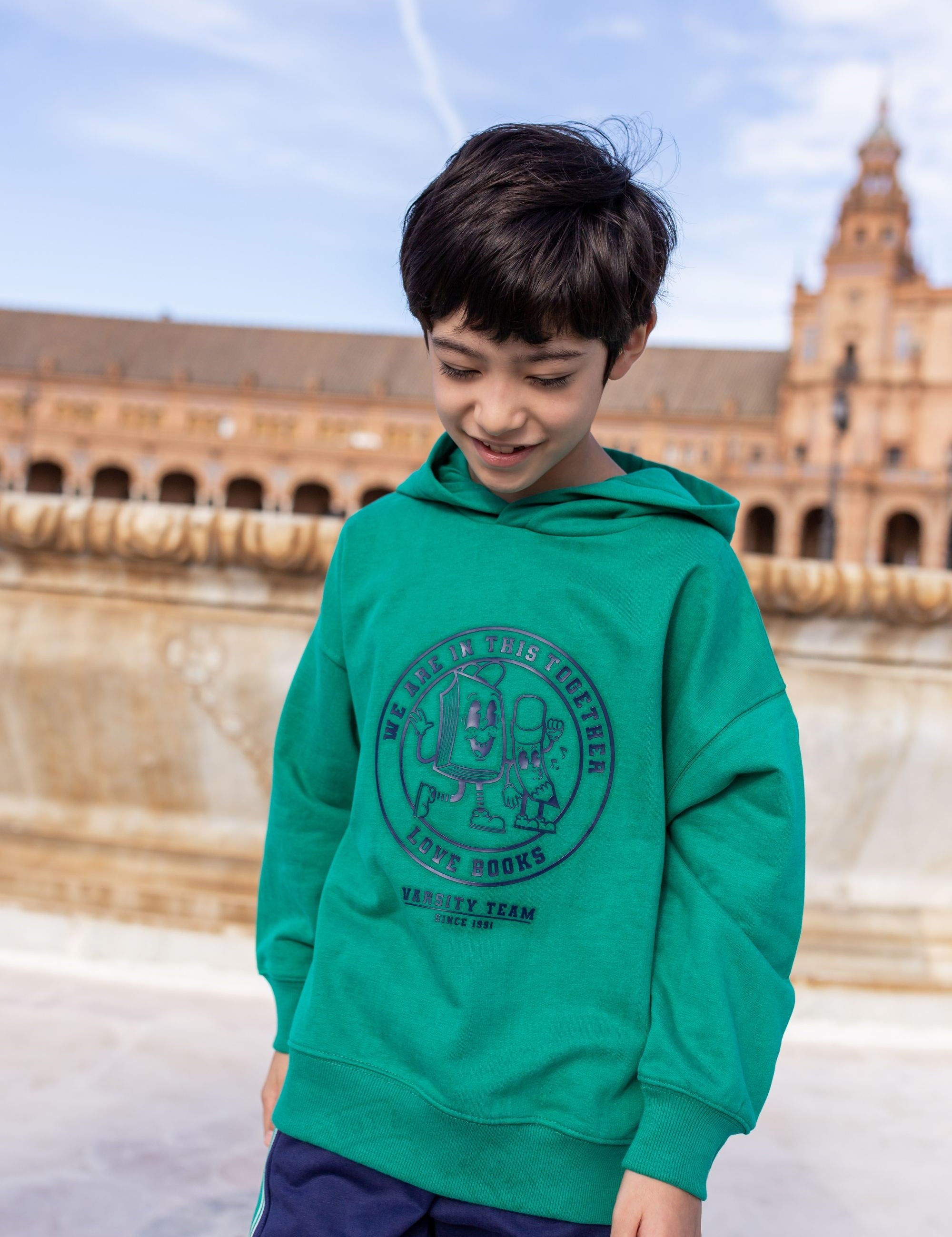 Sudadera cerrada de niño verde Charanga