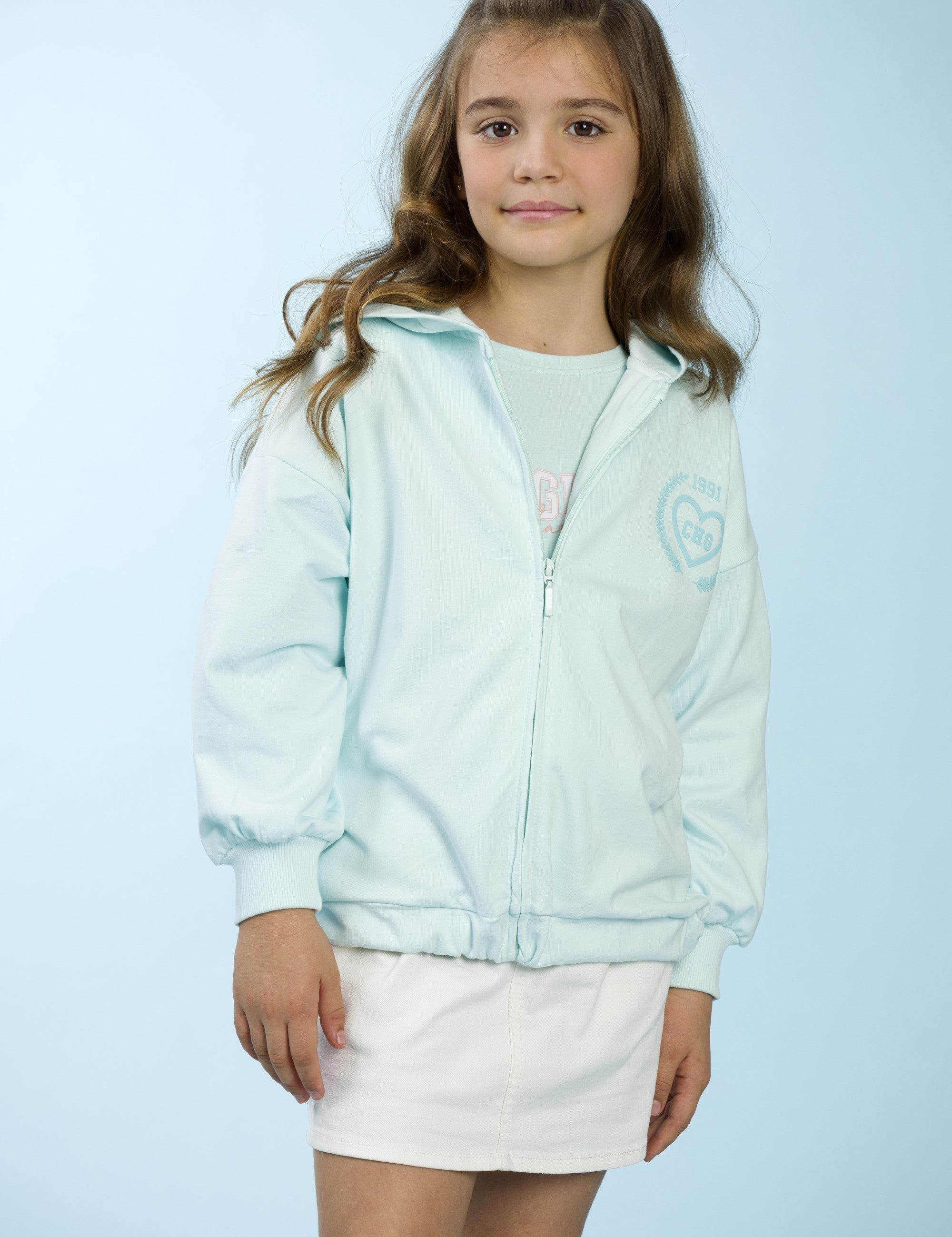Sudadera de niña aguamarina VERANO/Charanga