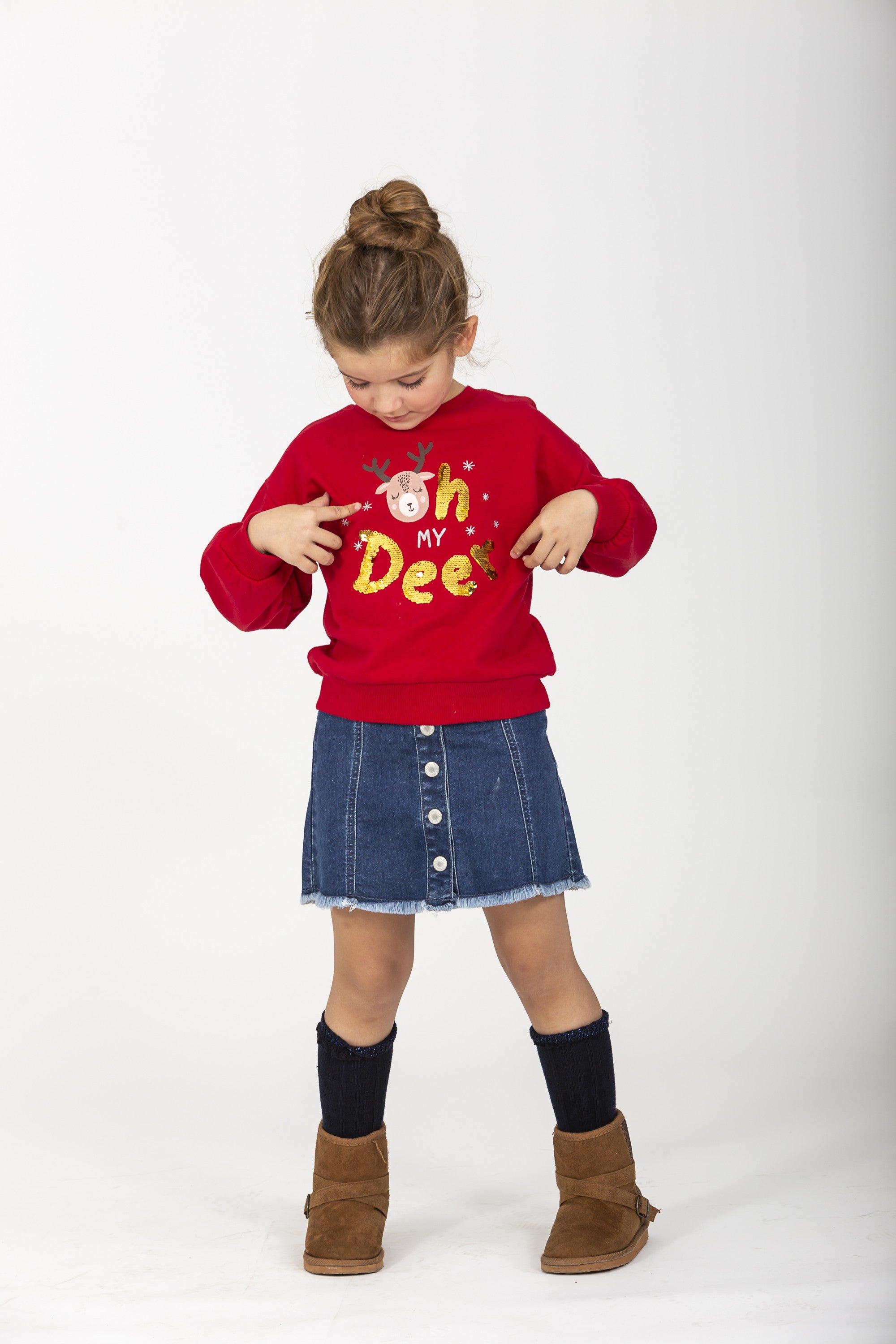 Sudadera de niña roja Oh my deer! Outlet