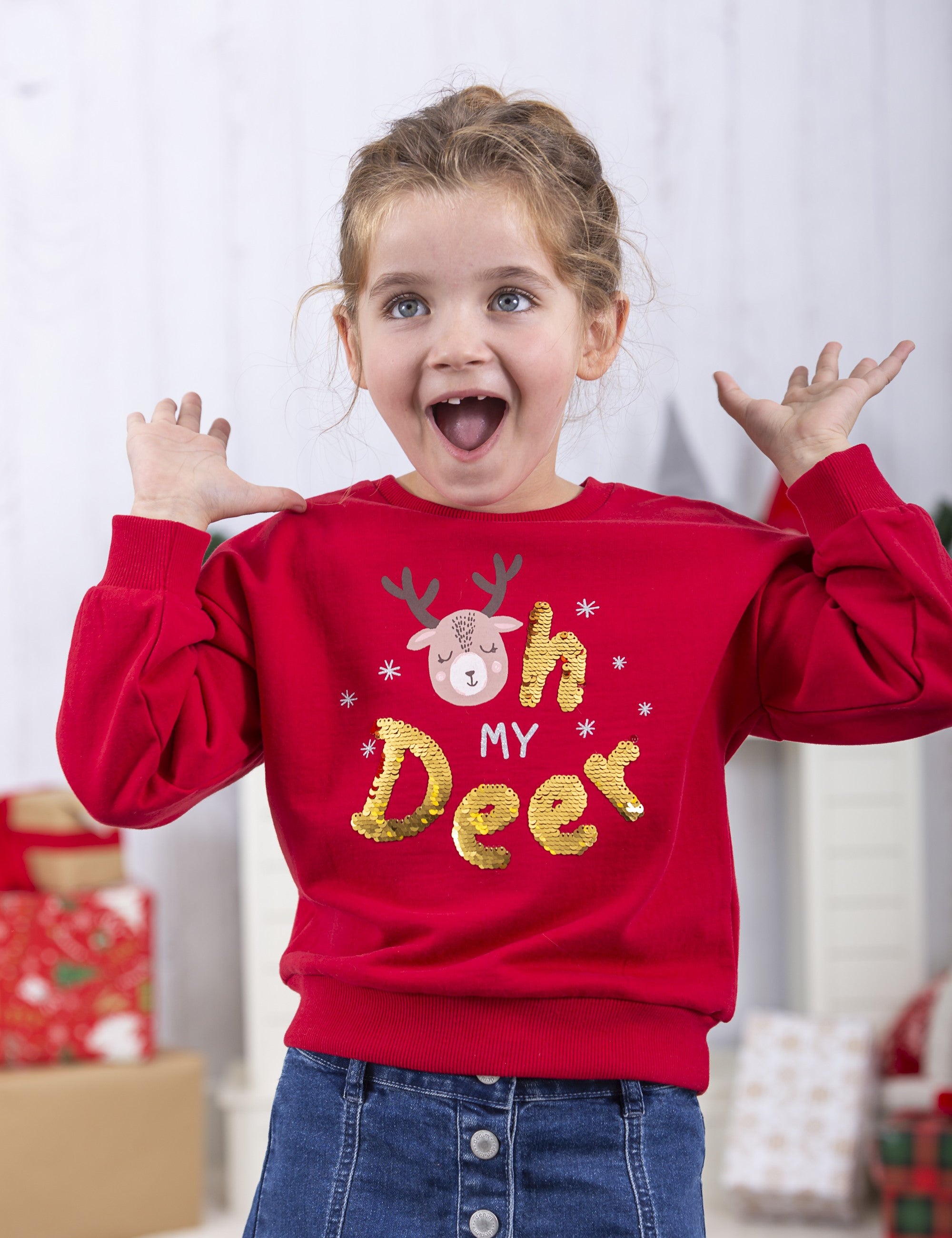 Sudadera de niña roja Oh my deer! Outlet