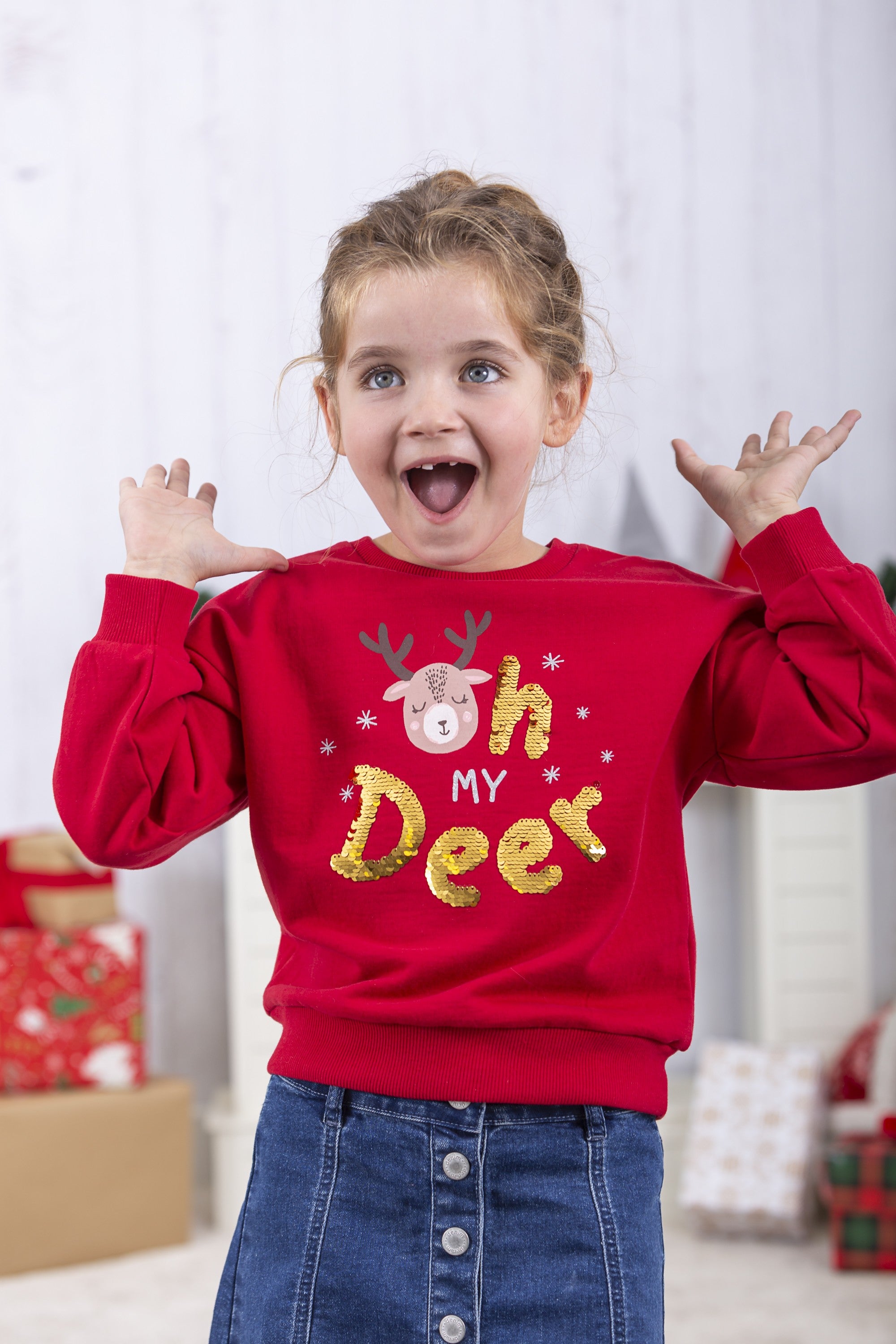 Sudadera de niña roja Oh my deer! Outlet