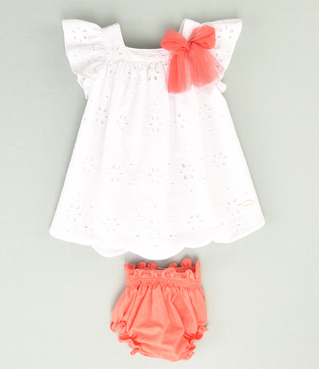 Conjunto vestido y braguita lazo rosa