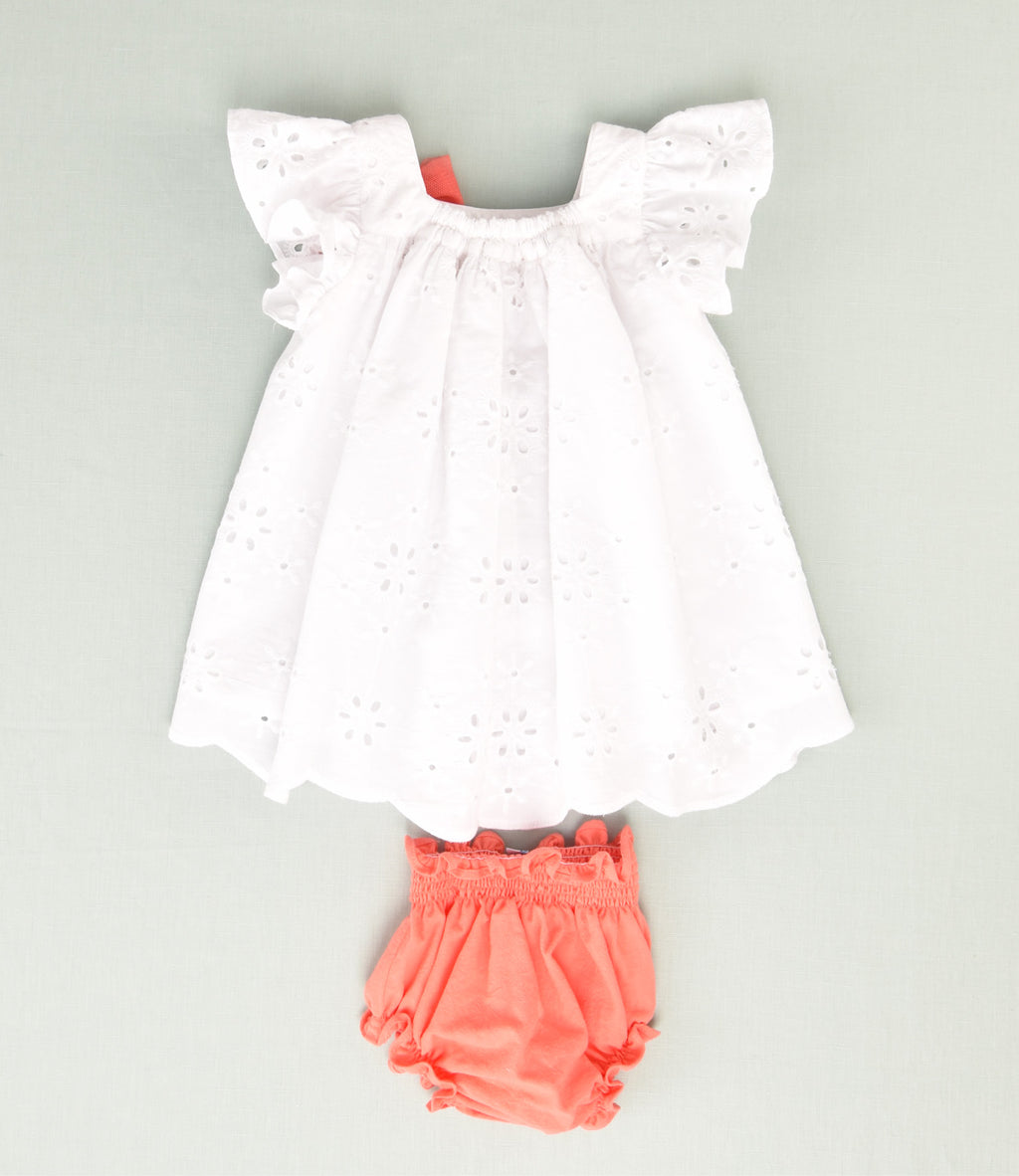 Conjunto vestido y braguita lazo rosa