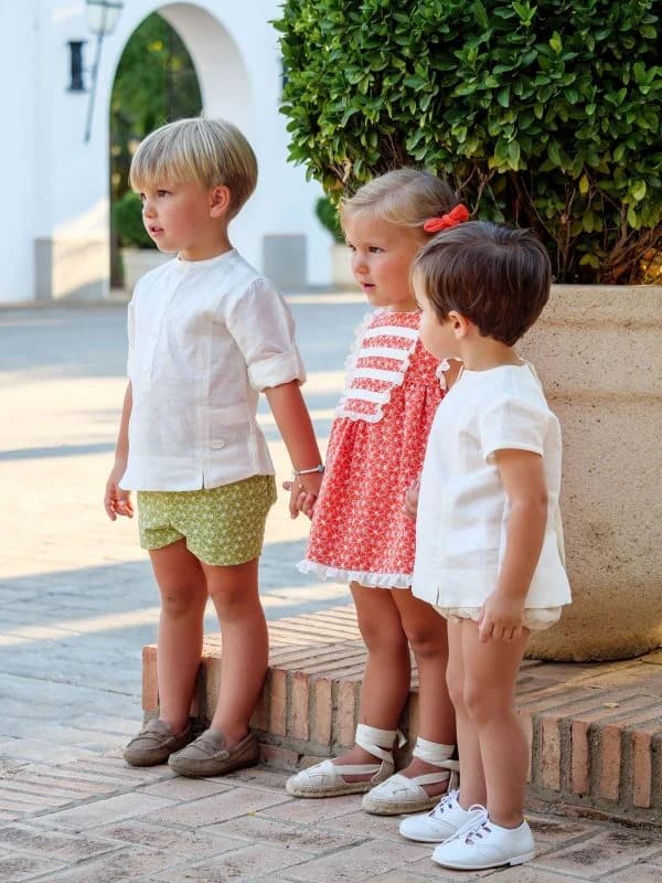 Conjunto vestido y braguita niña salmón