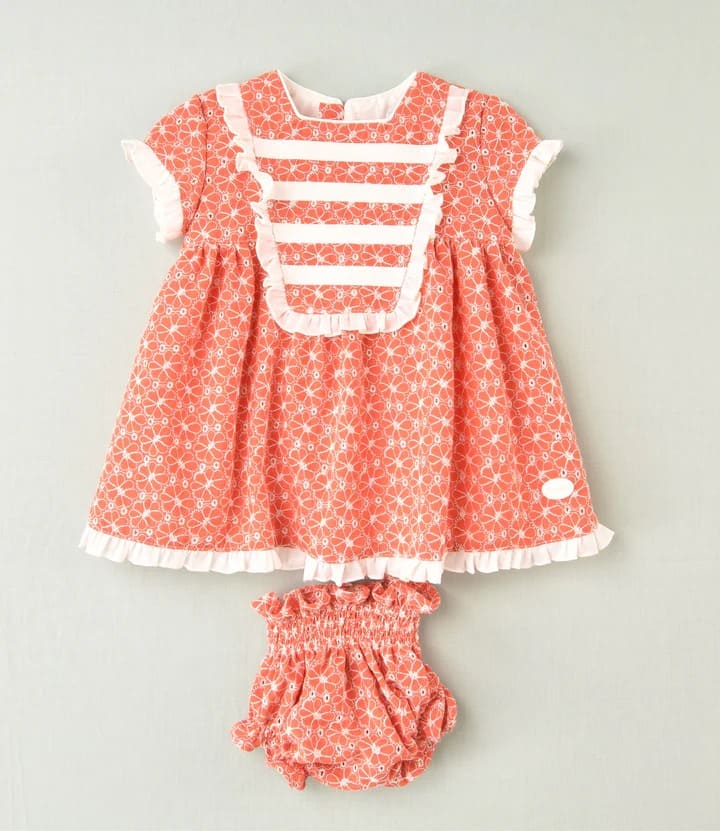 Conjunto vestido y braguita niña salmón