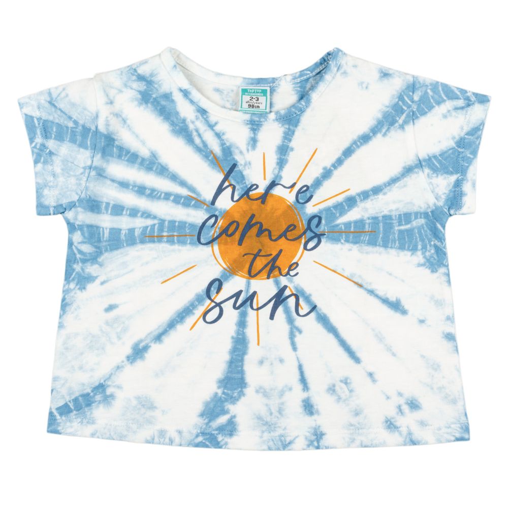 Conjunto de niña tie dye azul con short mostaza