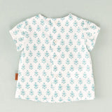 Camisa de flores blanca y turquesa bebé niño