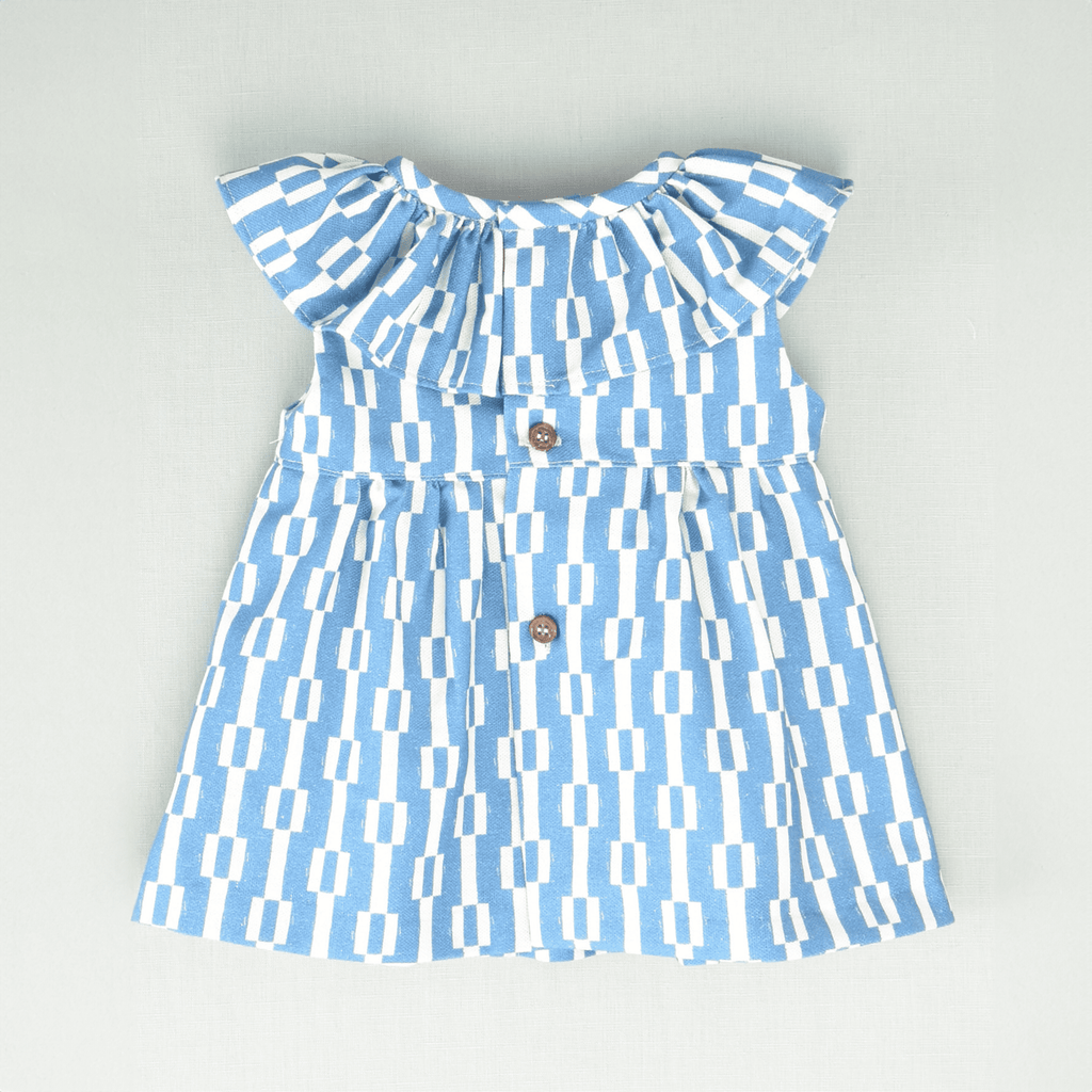 Vestido geométrico azul bebé niña