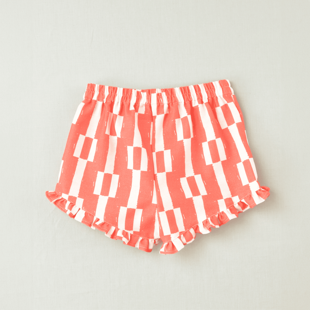 Pantalón corto niña geométrico rojo