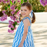 Vestido geométrico azul bebé niña