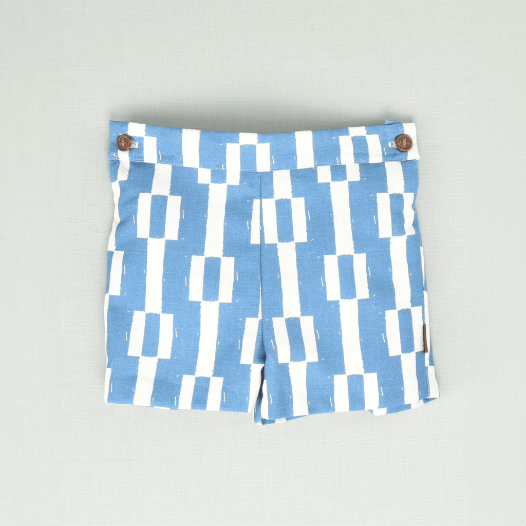 Bermuda geométrica azul niño