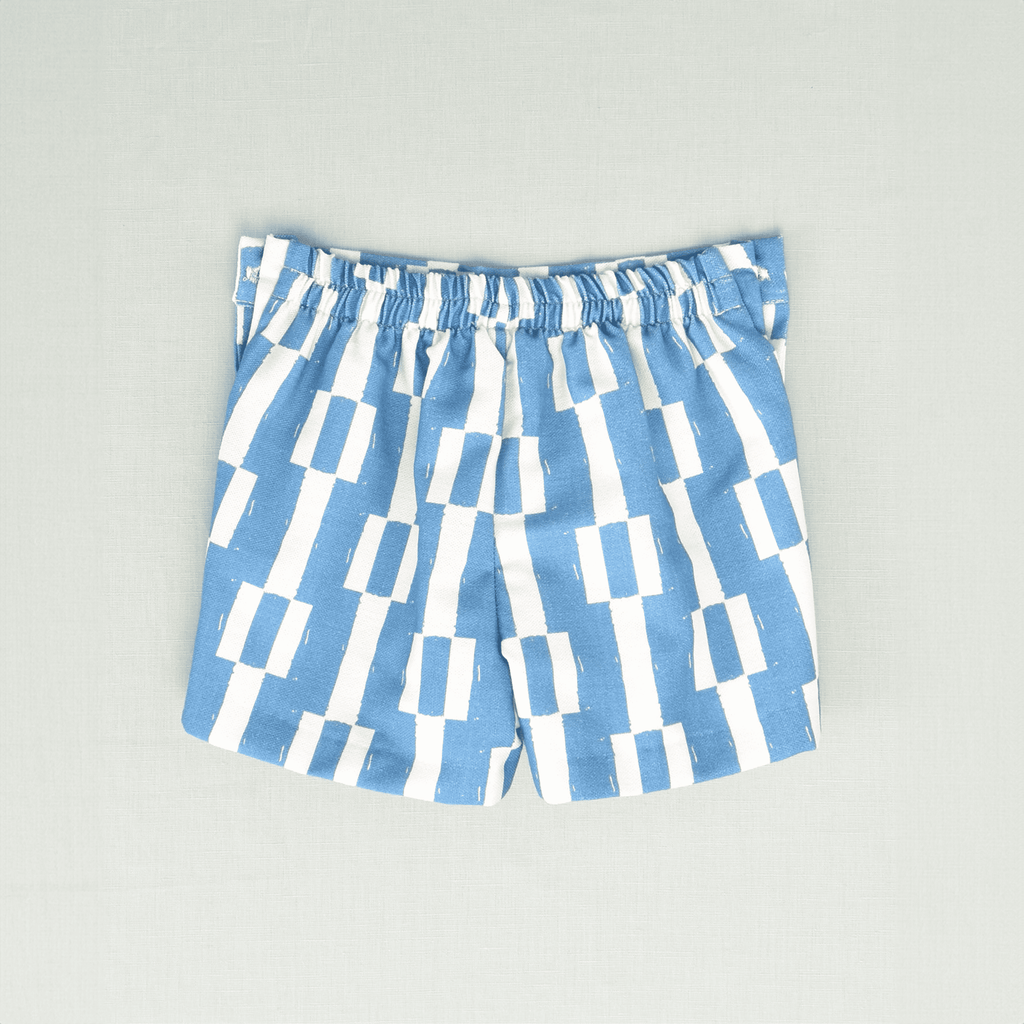 Bermuda geométrica azul niño