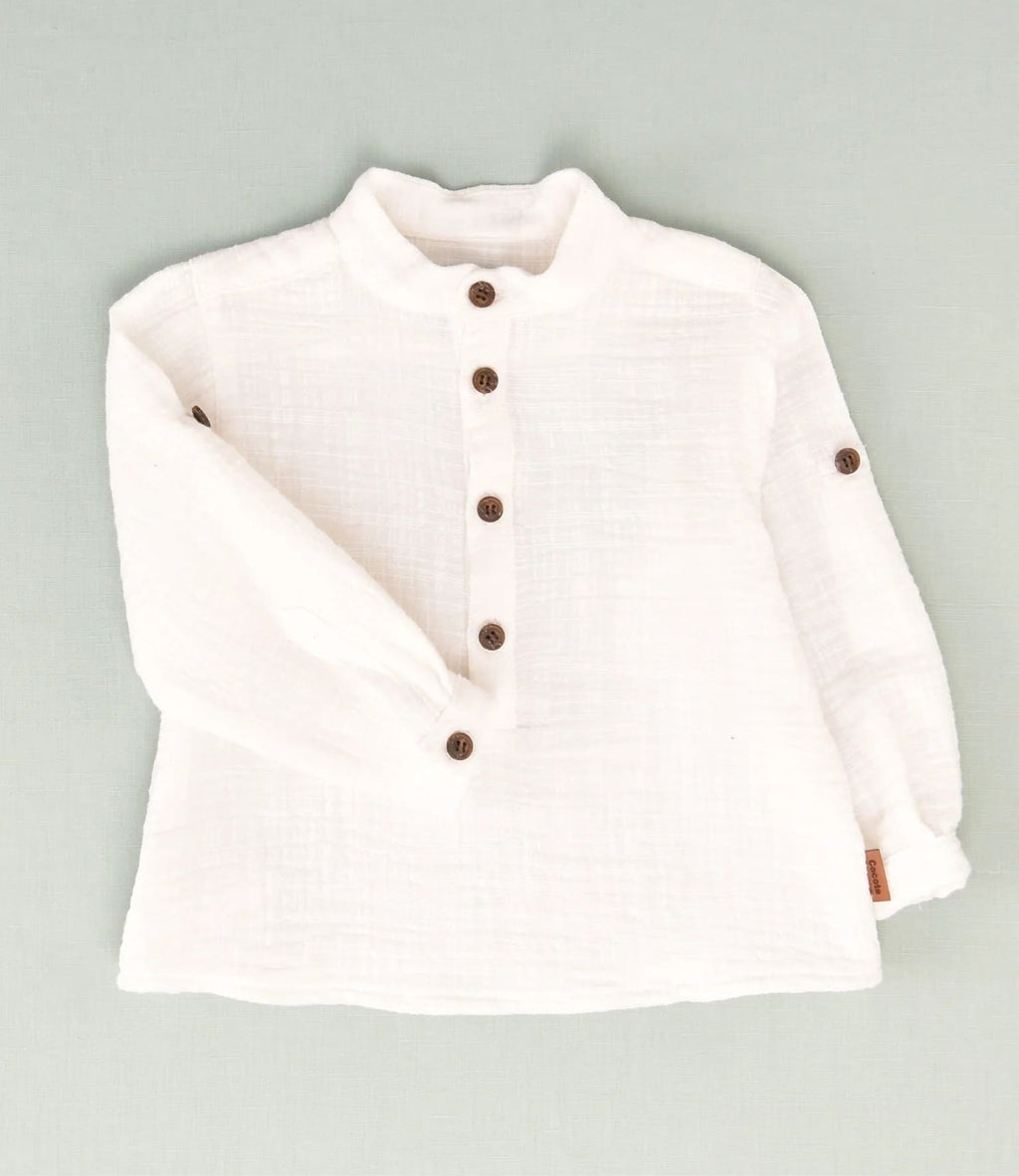 Camisa blanca niño cuello mao blanca