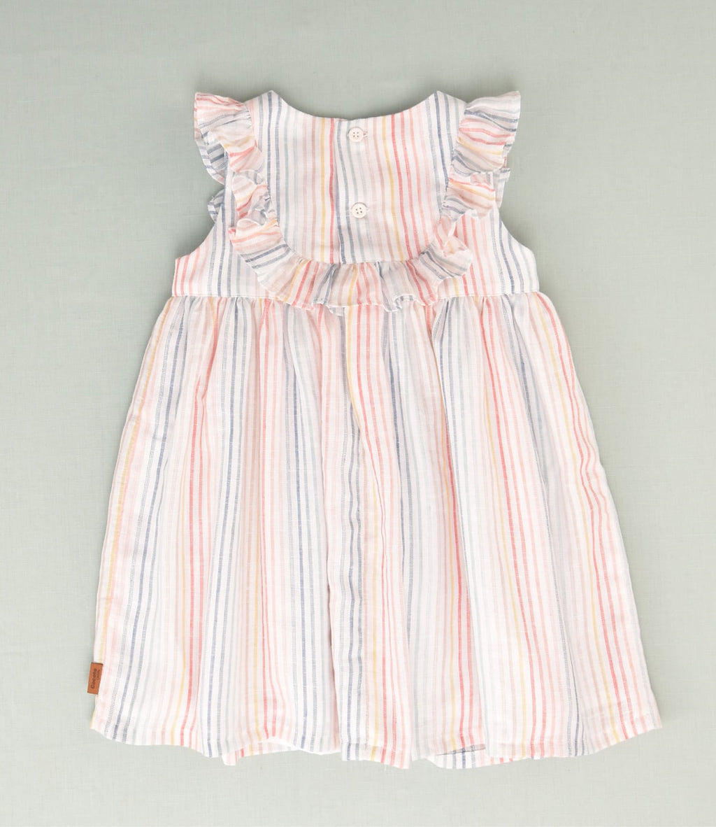 Vestido de rayas multicolor niña