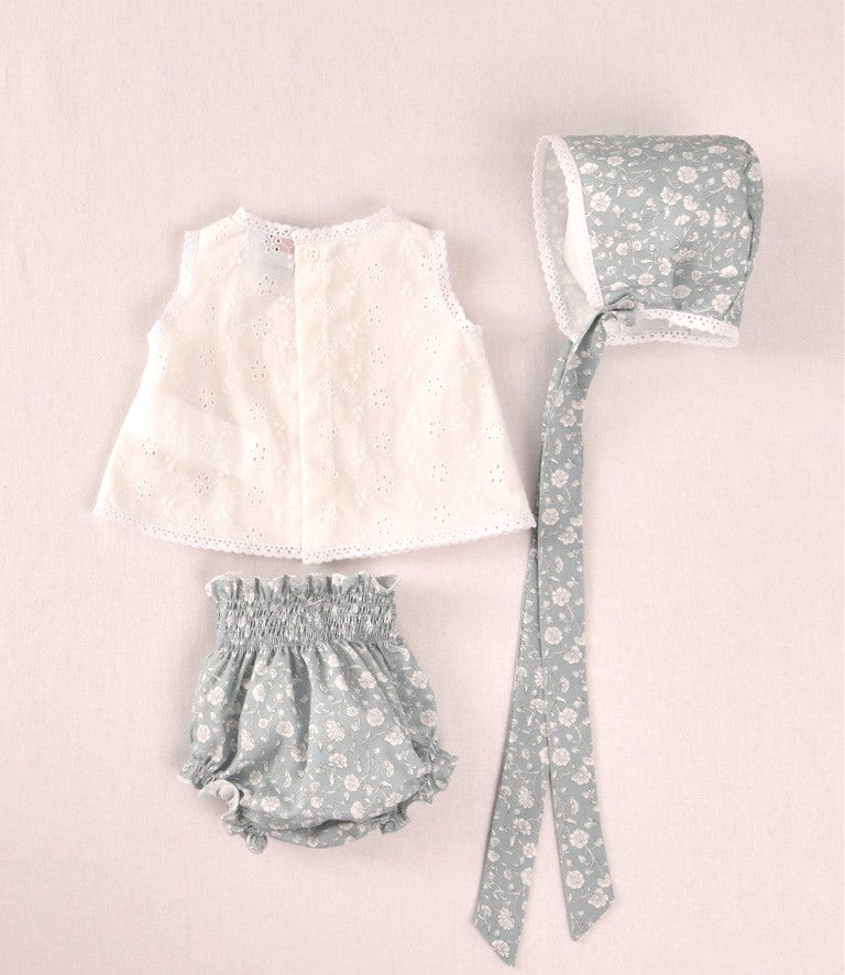 Conjunto recién nacido celeste estampado con capota | Cocote by Charanga