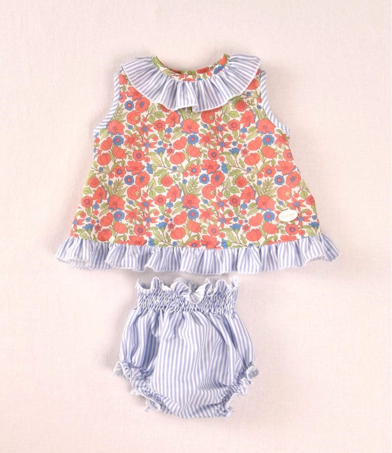 Conjunto recién nacido floral con cubrepañal | Cocote by Charanga