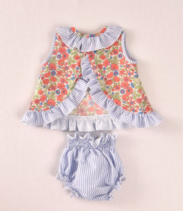 Conjunto recién nacido floral con cubrepañal | Cocote by Charanga