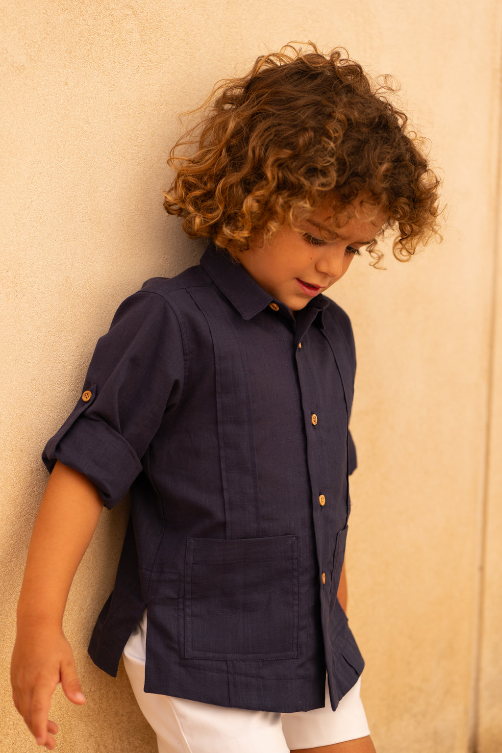 Camisa niño marino con bolsillos | Cocote by Charanga