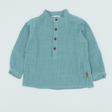 Camisa verde niño cuello mao