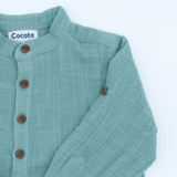 Camisa verde niño cuello mao