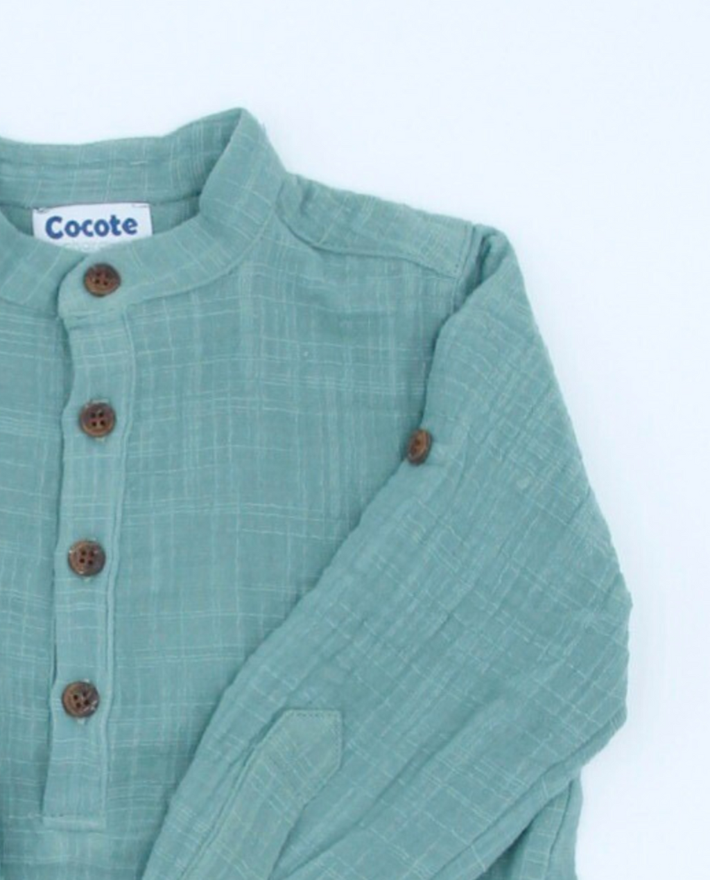Camisa verde niño cuello mao