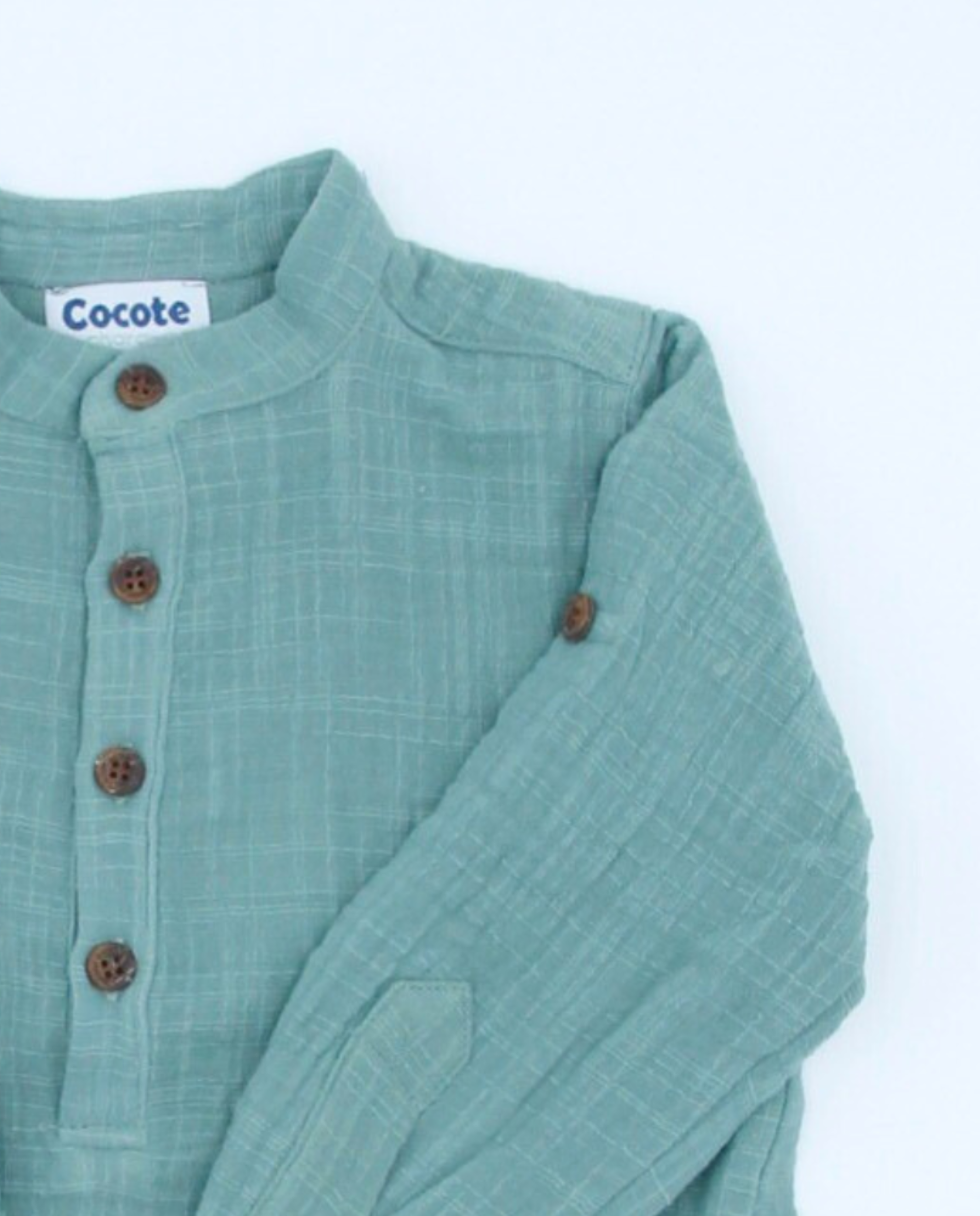Camisa verde niño cuello mao