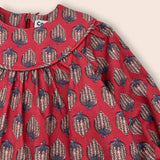 Vestido bebé burdeo estampado con lazo en mangas | Cocote x Charanga