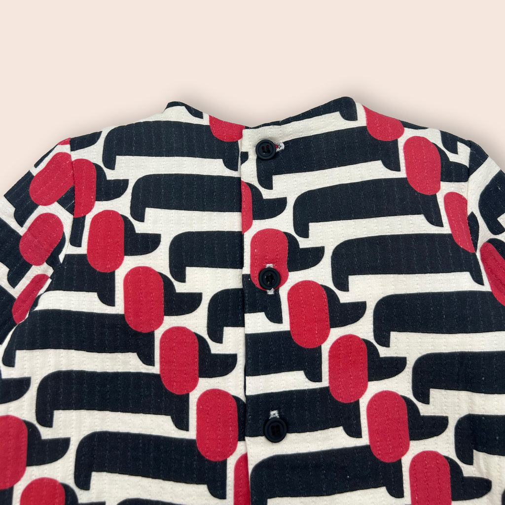 Vestido bebé retro con cuello beige en pico | Cocote x Charanga