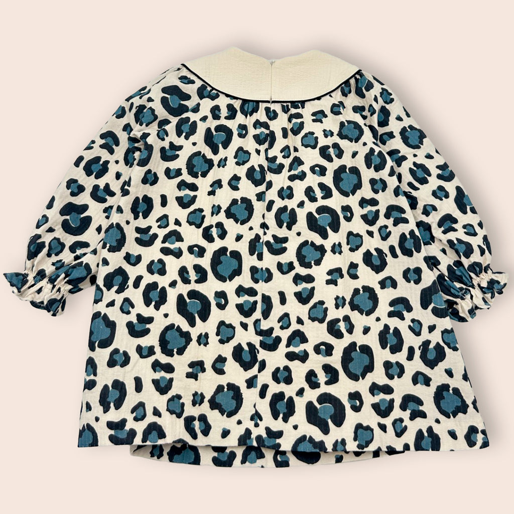 Vestido niña estampado animal print con cuello beige | Cocote x Charanga