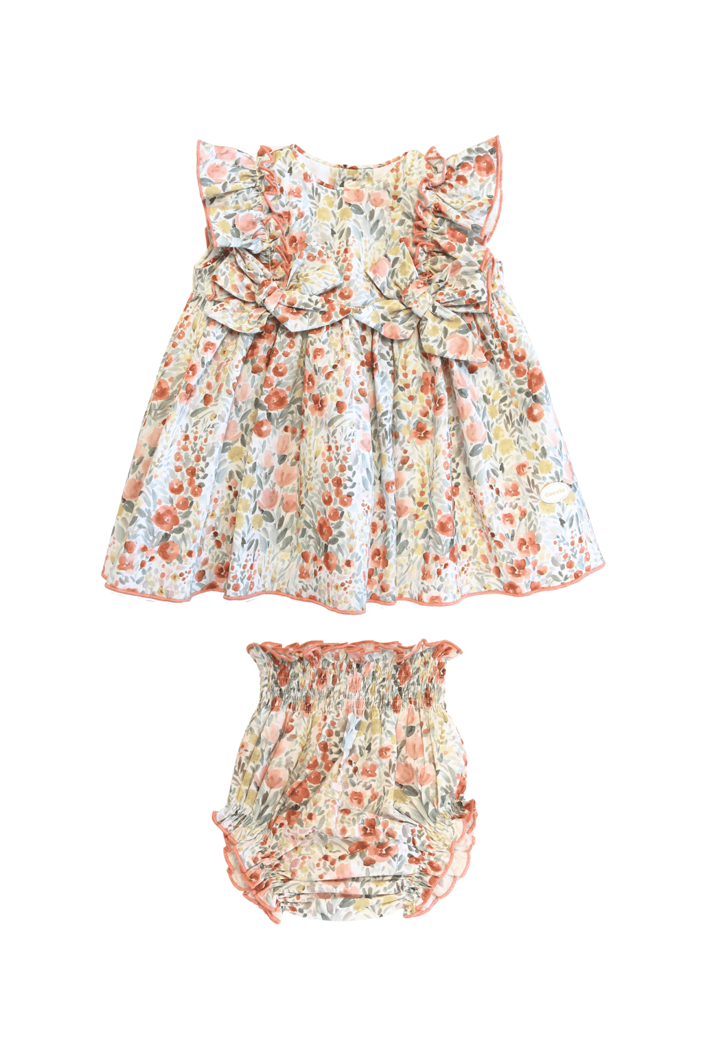 Conjunto vestido y braguita de bebé estampado floral Cocote & Charanga