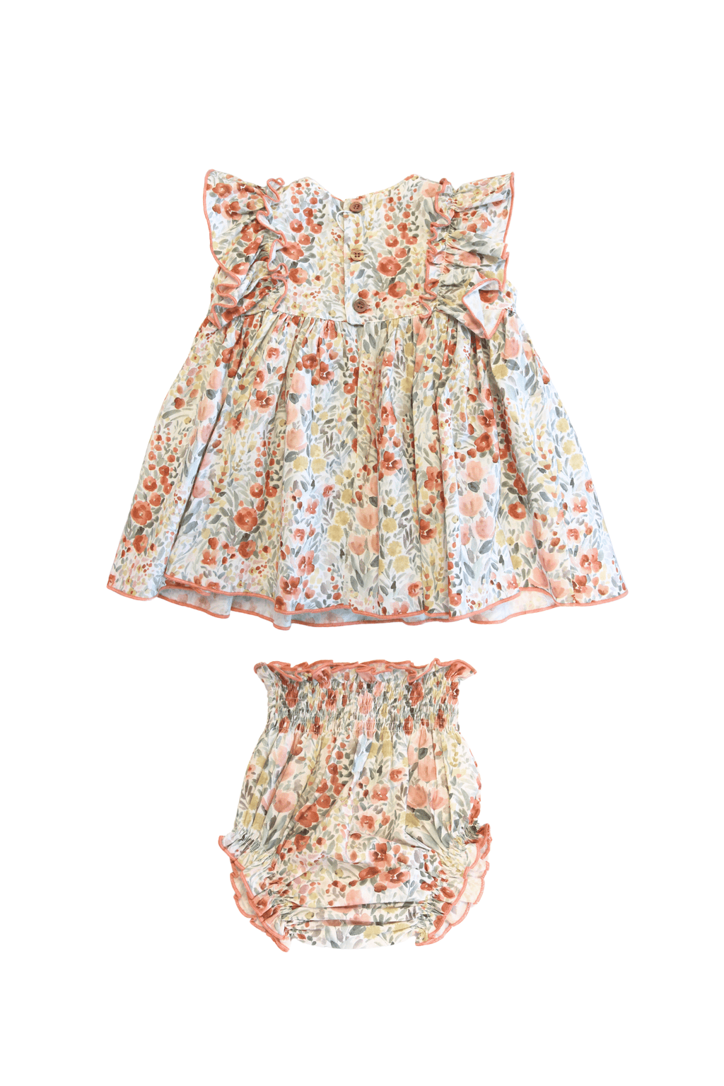 Conjunto vestido y braguita de bebé estampado floral Cocote & Charanga