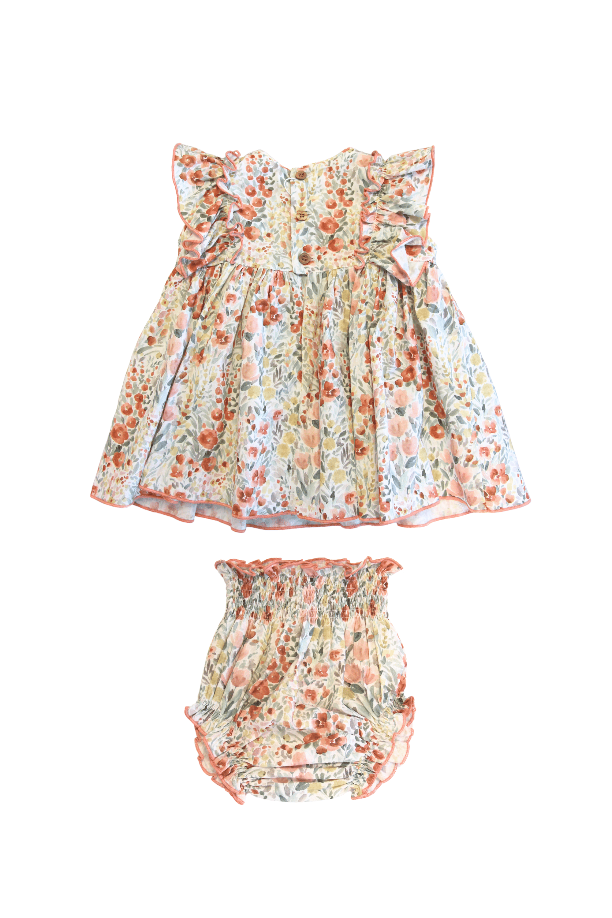 Conjunto vestido y braguita de bebé estampado floral Cocote & Charanga
