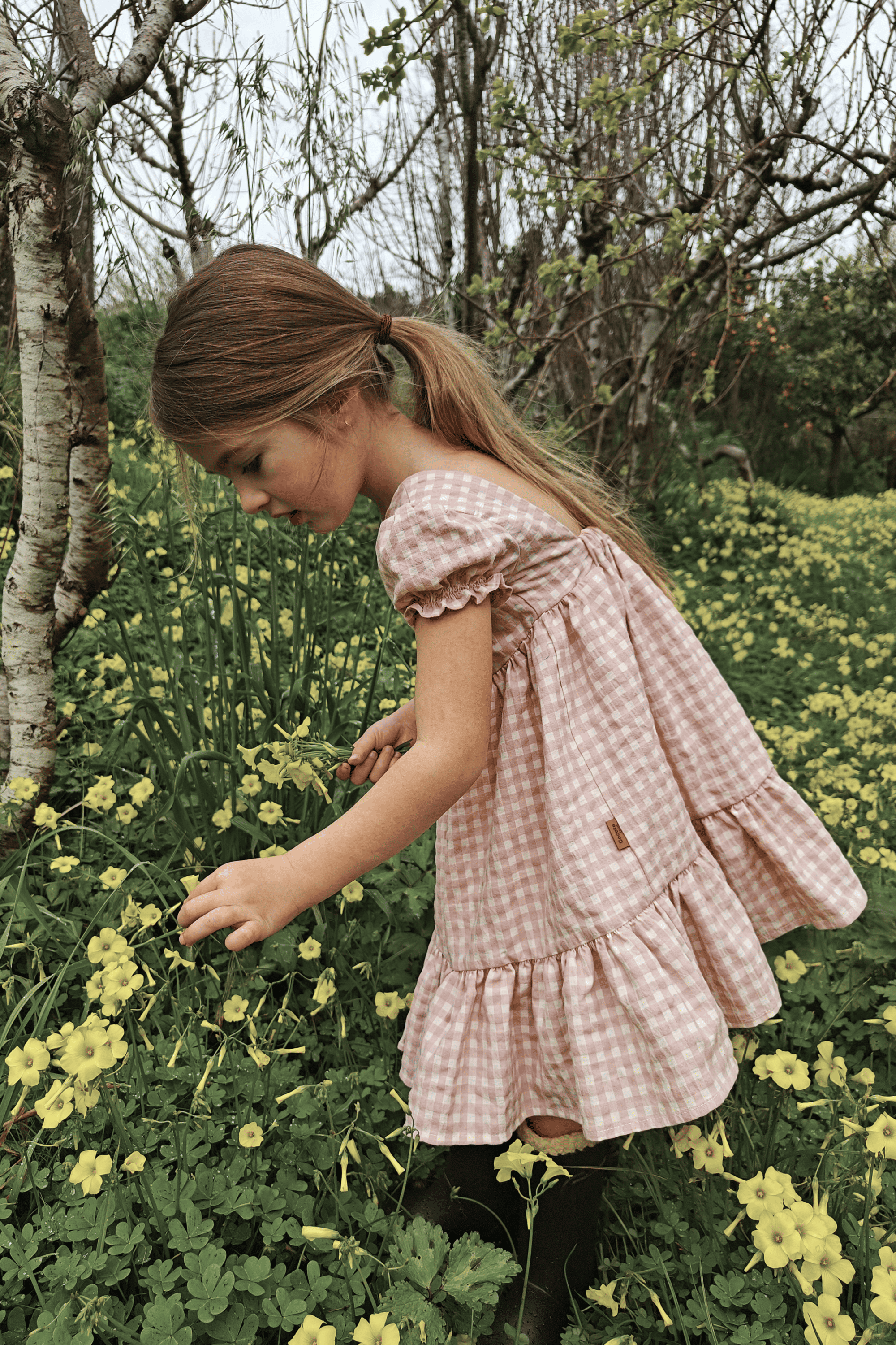 Vestido de niña rosa cuadros vichy Cocote & Charanga