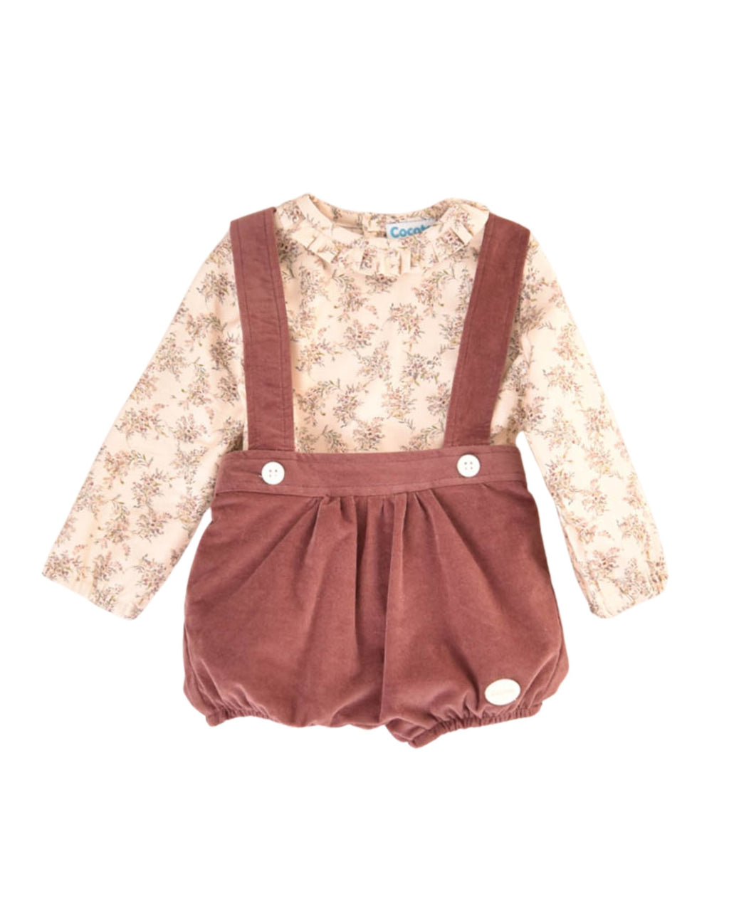 Conjunto bebé niño tirantes pana y blusa con volante Cocote & Charanga