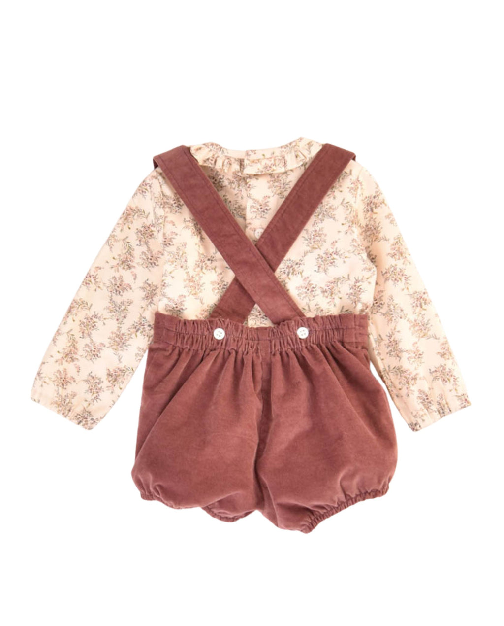 Conjunto bebé niño tirantes pana y blusa con volante Cocote & Charanga