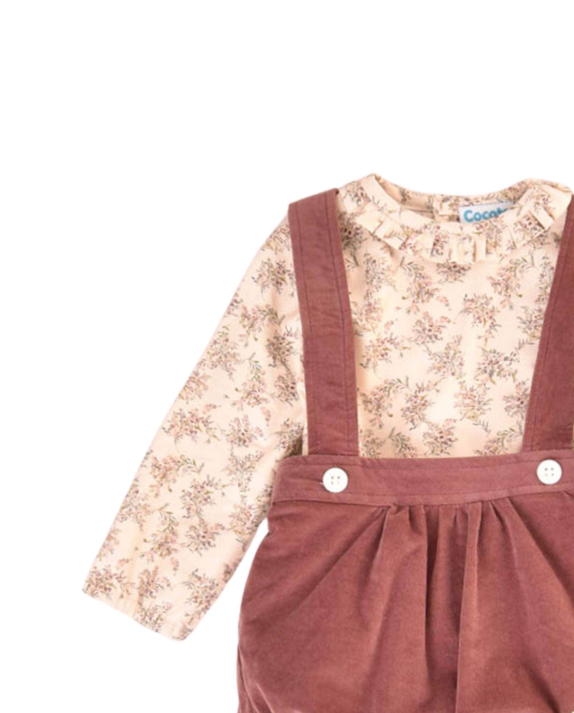 Conjunto bebé niño tirantes pana y blusa con volante Cocote & Charanga
