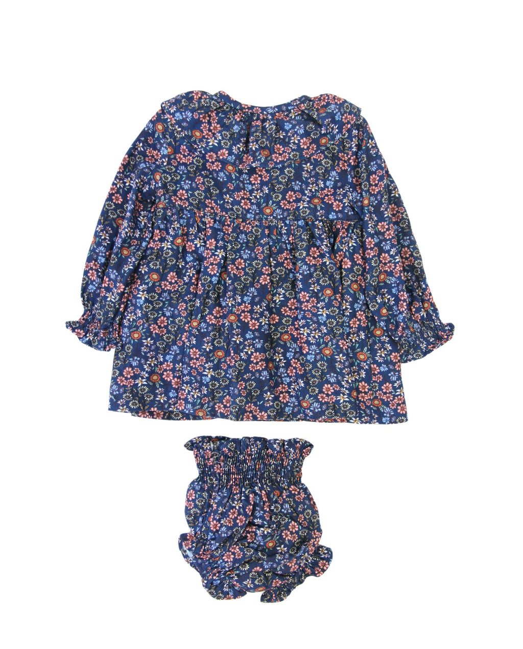 Conjunto vestido y braguita de bebé flores color azul Cocote & Charanga