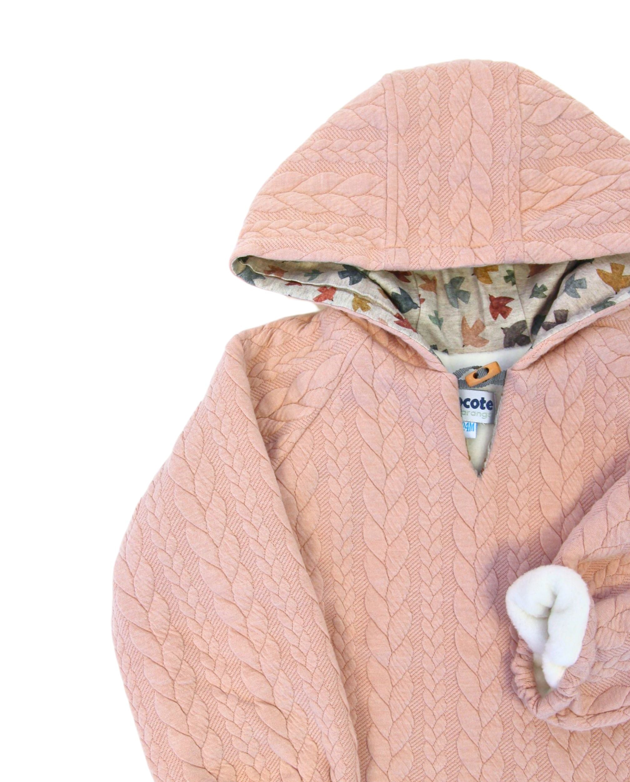 Sudadera de punto con capucha y volante rosa de bebé Cocote & Charanga