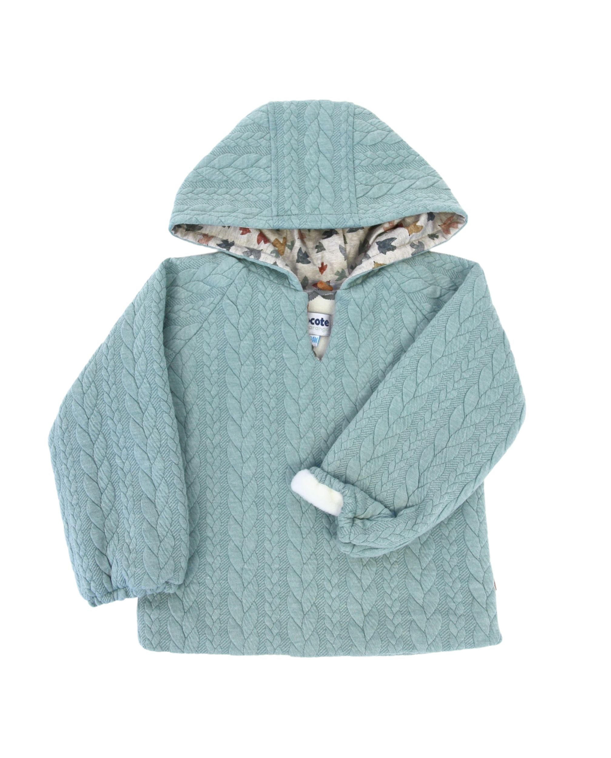 Sudadera de punto con capucha y volante turquesa de bebé Cocote & Charanga