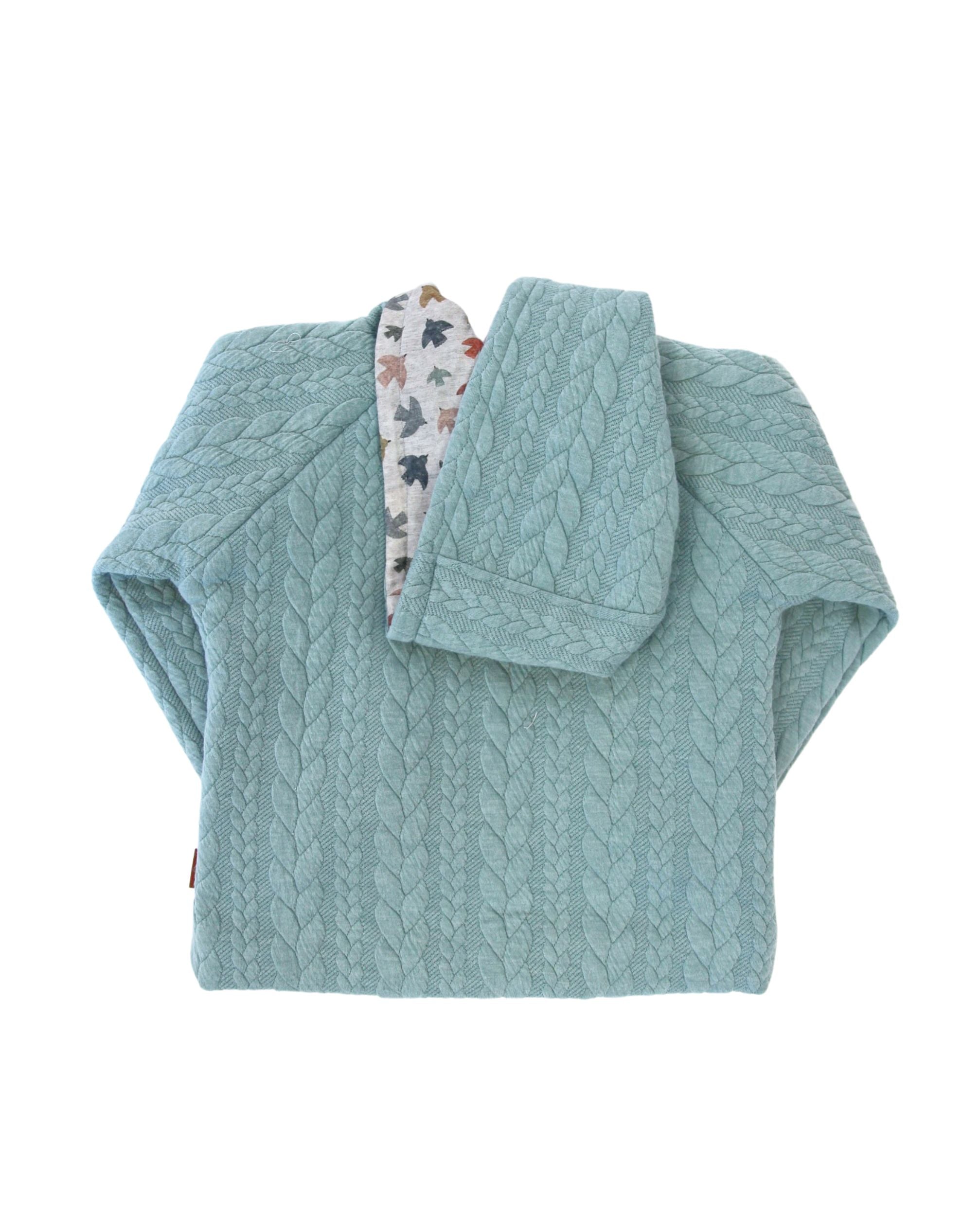 Sudadera de punto con capucha y volante turquesa de bebé Cocote & Charanga