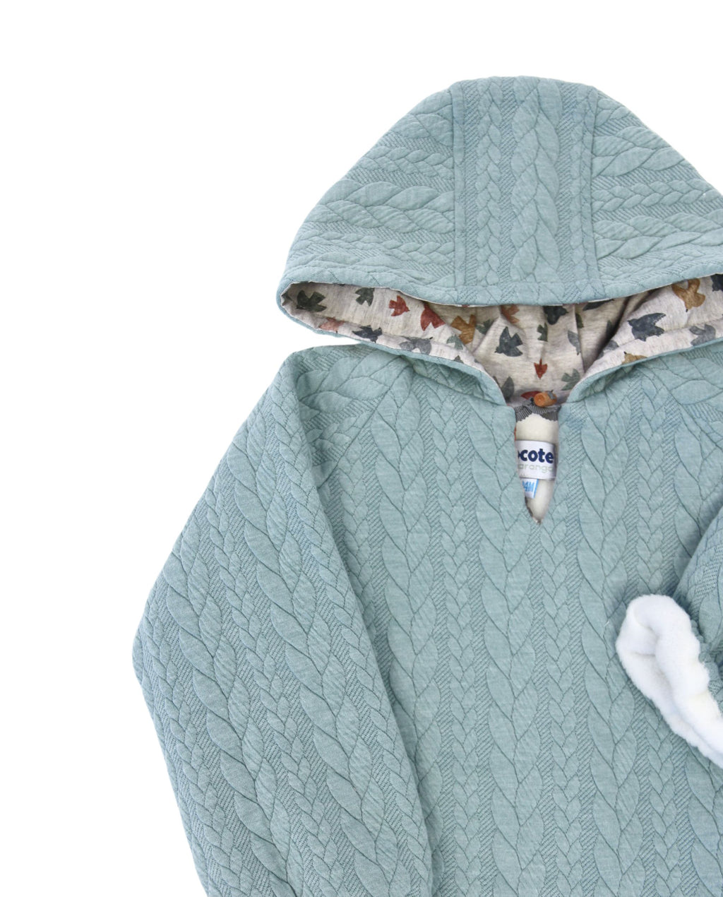 Sudadera de punto con capucha y volante turquesa de bebé Cocote & Charanga