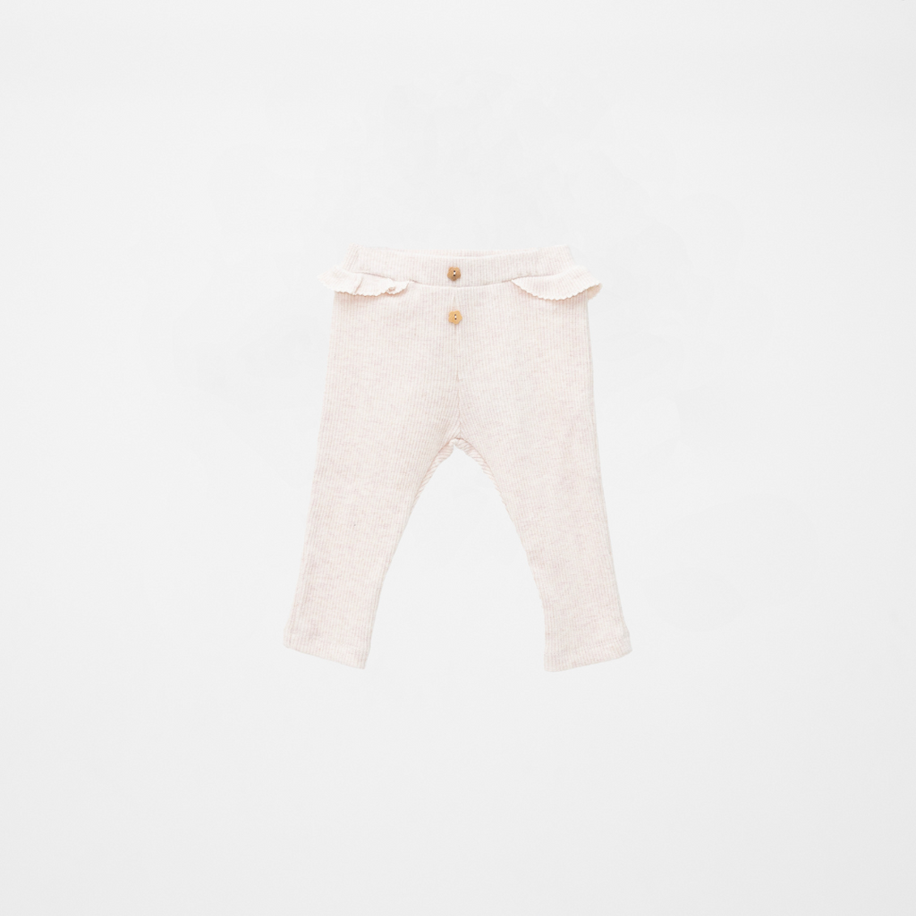 Pantalón de bebé con volantes rosa