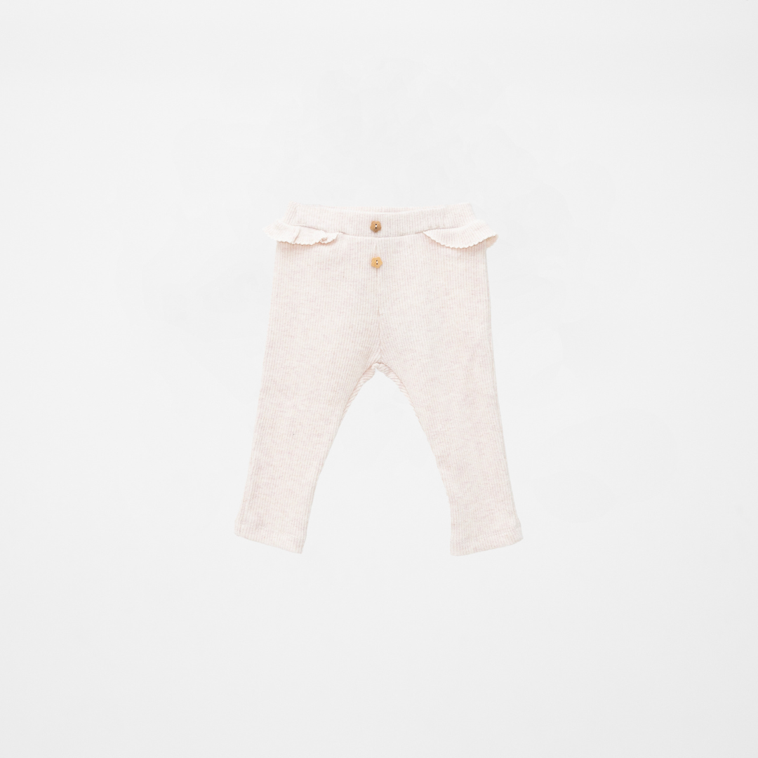 Pantalón de bebé con volantes rosa