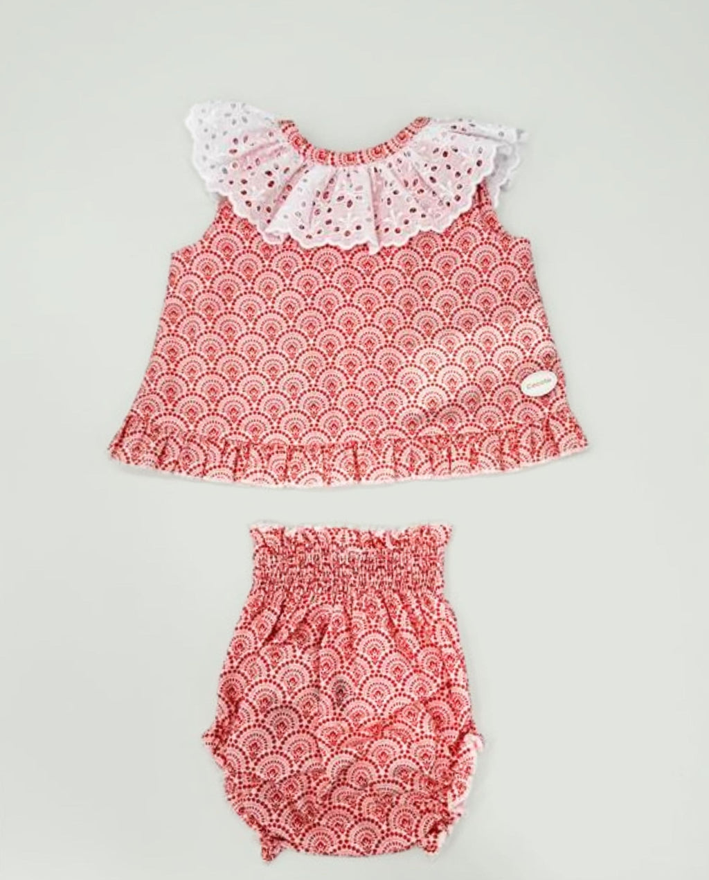 Conjunto vestido y braguita coral bebé niña