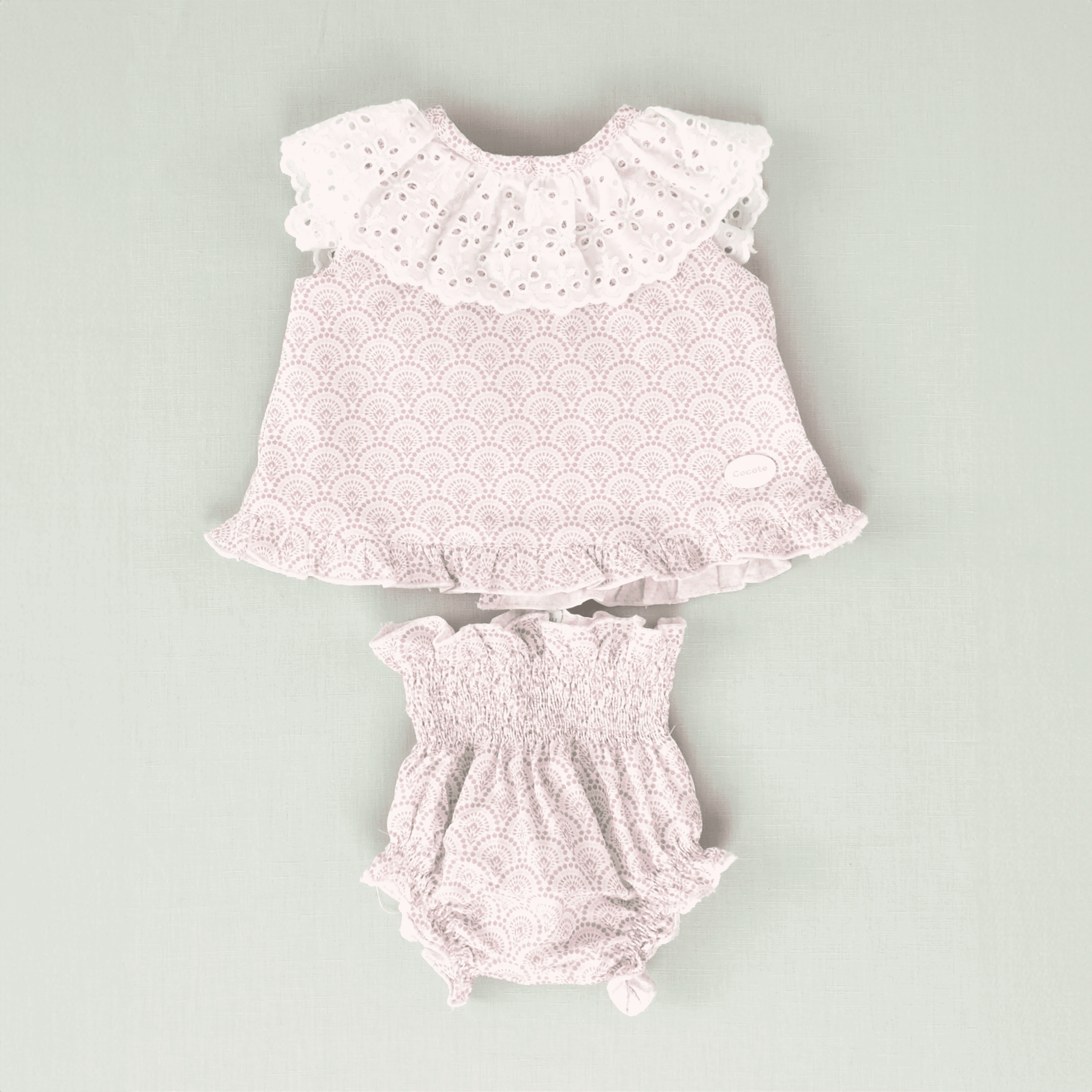 Conjunto vestido y braguita malva bebé niña